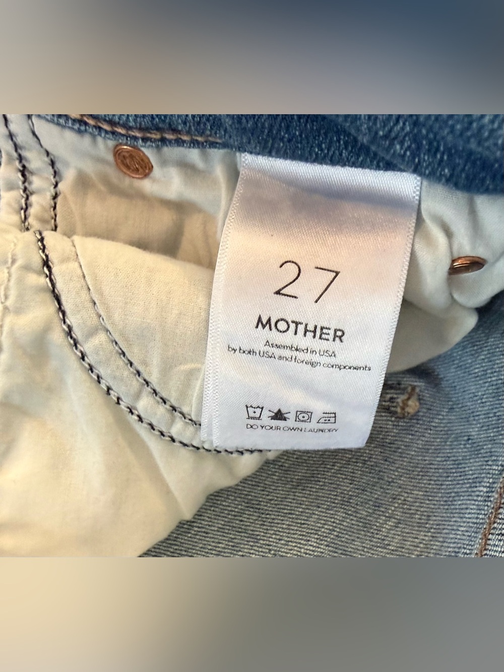 Mother Denim The Mid Rise Dazzler Ankle Camp Expert Blue Jeans Size 27 Stretch - Picture 10 of 13